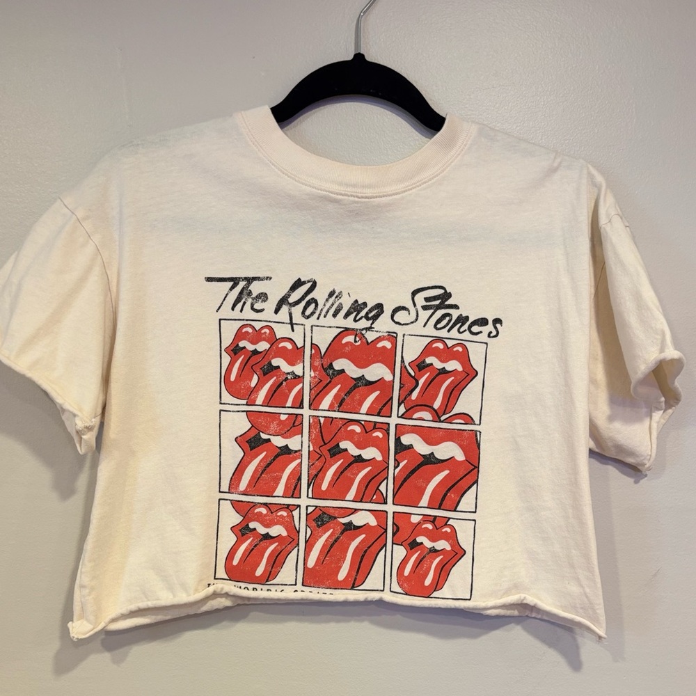 H&M The Rolling Stones Cropped Graphic Tee